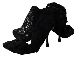 Schwarz Taormina Spitze Socken Stiefel Schuhe Pumps