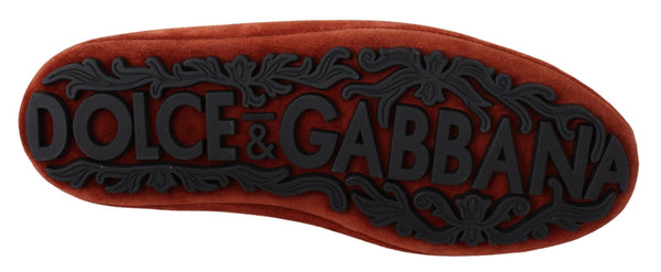 Orange Leder Crystal Crown Loafers Schuhe