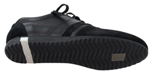 Schwarz Logo Leder Casual Turnschuhe Schuhe