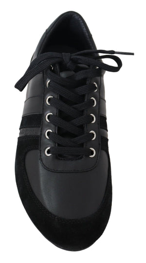 Schwarz Logo Leder Casual Turnschuhe Schuhe