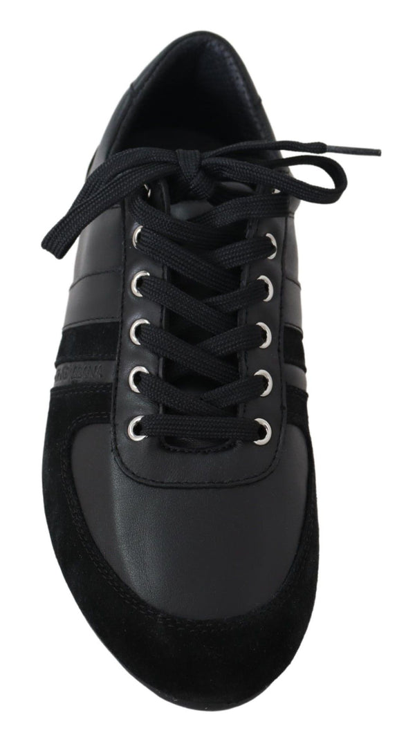 Schwarz Logo Leder Casual Turnschuhe Schuhe