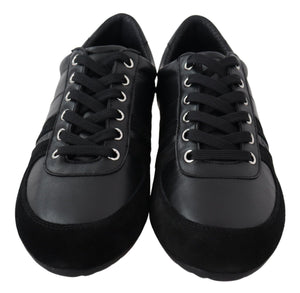 Schwarz Logo Leder Casual Turnschuhe Schuhe
