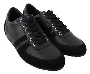 Schwarz Logo Leder Casual Turnschuhe Schuhe