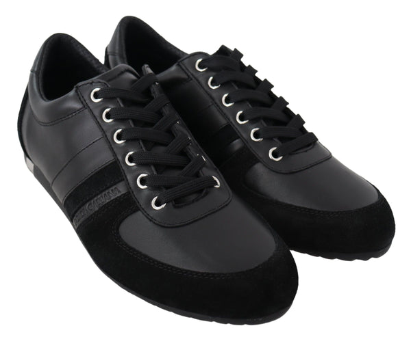 Schwarz Logo Leder Casual Turnschuhe Schuhe