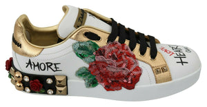 Weiß Rosen Pailletten Kristall Damen Turnschuhe Schuhe