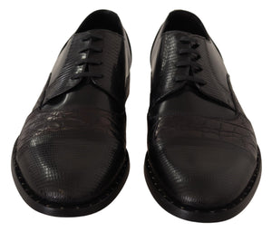 Schwarzes Leder Exotische Felle Formelle Schuhe