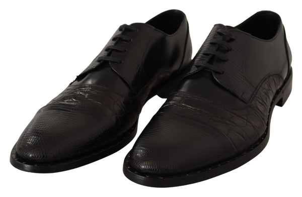 Schwarzes Leder Exotische Felle Formelle Schuhe