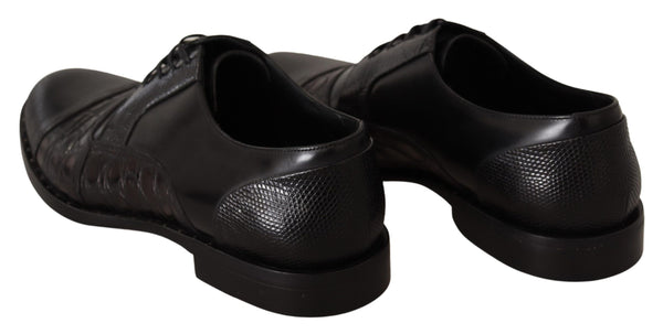 Schwarzes Leder Exotische Felle Formelle Schuhe