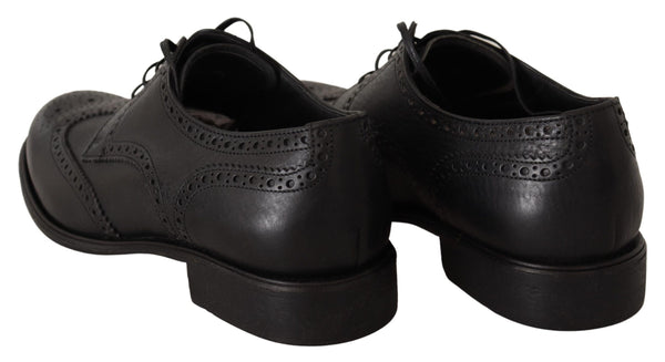 Schwarze Leder Oxford Wingtip Formal Dress Schuhe
