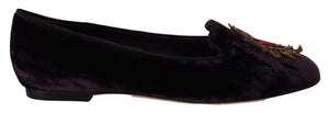 Lila Samt DG Herz Loafers Flats Schuhe