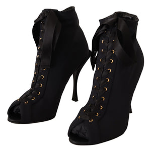 Schwarze kurze Stretch-Stiefel Schuhe