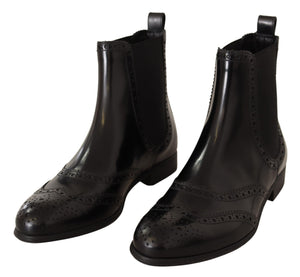 Schwarz Leder Knöchel hohe flache Stiefel Schuhe