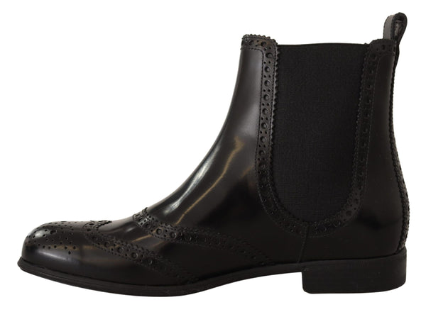 Schwarz Leder Knöchel hohe flache Stiefel Schuhe