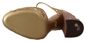 Rosa Gold Leder Kristall Pumps T-Riemen Schuhe