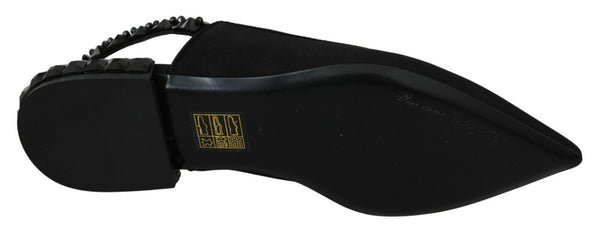 Schwarze Flats Slingback Charmeuse Schuhe