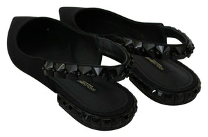 Schwarze Flats Slingback Charmeuse Schuhe