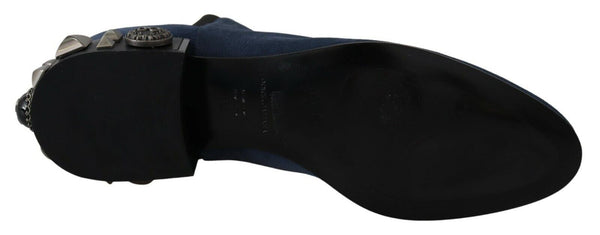Blau Wildleder verschönert Nieten Stiefel Schuhe