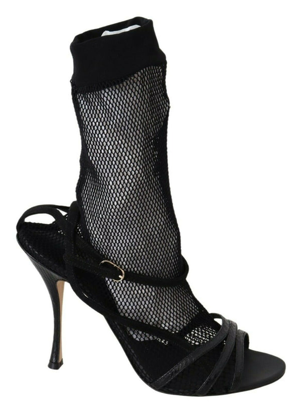 Schwarz Wildleder Kurzstiefel Sandalen Schuhe