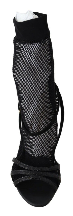 Schwarz Wildleder Kurzstiefel Sandalen Schuhe