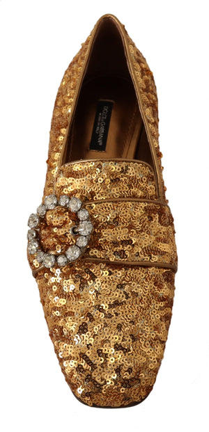 Gold Pailletten Kristall Flach Frauen Loafers Schuhe
