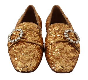 Gold Pailletten Kristall Flach Frauen Loafers Schuhe