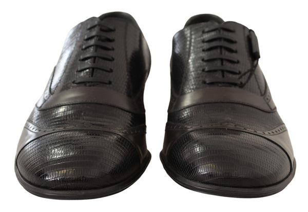 Braune Eidechsenhaut Leder Oxford Dress Schuhe