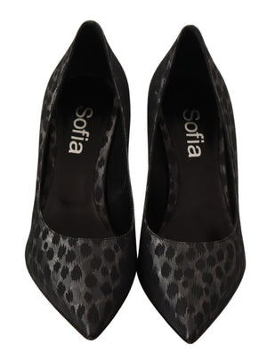 Schwarz Leopard Leder Stiletto High Heels Pumps Schuhe