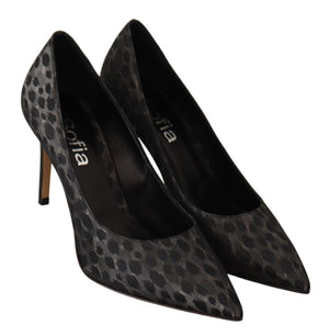 Schwarz Leopard Leder Stiletto High Heels Pumps Schuhe