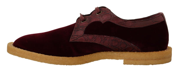 Bordeaux Samt Exotische Lederschuhe