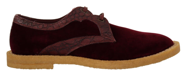 Bordeaux Samt Exotische Lederschuhe