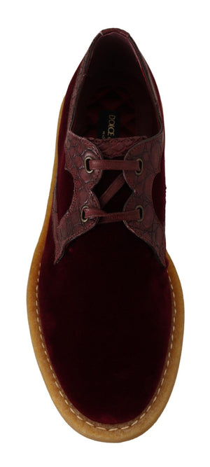 Bordeaux Samt Exotische Lederschuhe