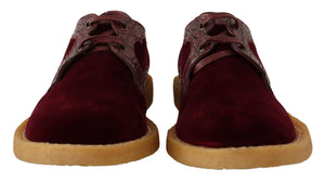 Bordeaux Samt Exotische Lederschuhe