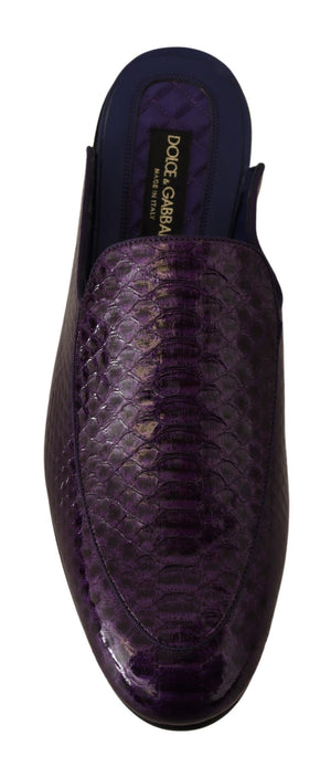 Lila Exotische Leder Flats Pantoletten Schuhe