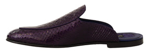 Lila Exotische Leder Flats Pantoletten Schuhe
