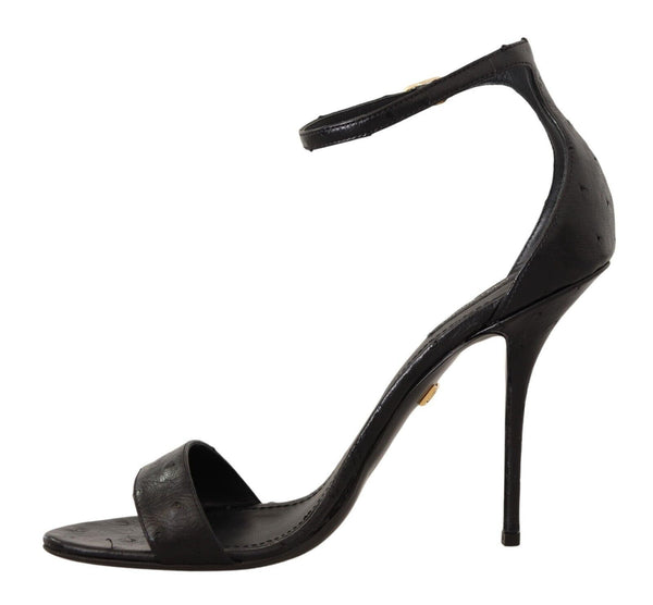 Schwarz Strauß Knöchelriemen Heels Sandalen Schuhe