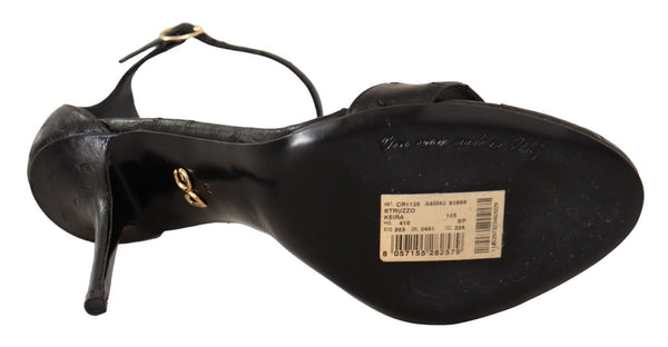 Schwarz Strauß Knöchelriemen Heels Sandalen Schuhe