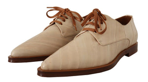Weiße Aalleder Schnürschuhe Formelle Flats Schuhe