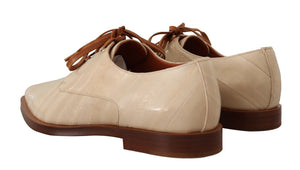 Weiße Aalleder Schnürschuhe Formelle Flats Schuhe