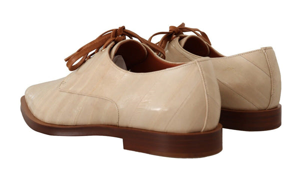 Weiße Aalleder Schnürschuhe Formelle Flats Schuhe