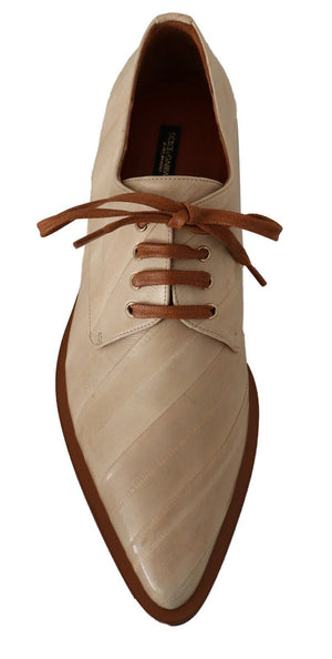 Weiße Aalleder Schnürschuhe Formelle Flats Schuhe