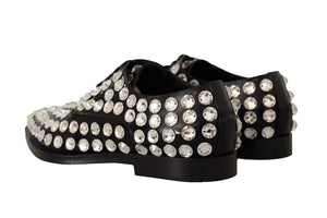 Schwarz Leder Kristalle Schnürschuhe Formal Schuhe