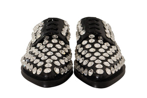 Schwarz Leder Kristalle Schnürschuhe Formal Schuhe