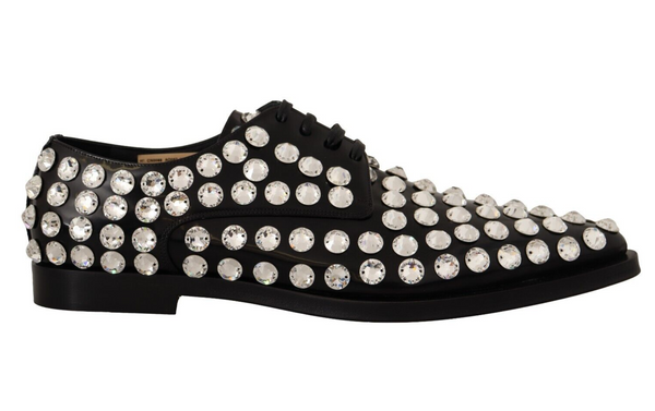 Schwarz Leder Kristalle Schnürschuhe Formal Schuhe