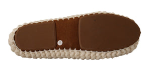 Weiß Slip On Ballerina Flats Wolle stricken Schuhe