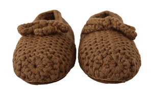 Braun Slip On Ballerina Flats Wolle stricken Schuhe