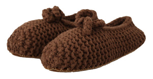 Braun Slip On Ballerina Flats Wolle stricken Schuhe