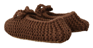 Braun Slip On Ballerina Flats Wolle stricken Schuhe