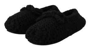 Schwarz Slip On Ballerina Flats Wolle stricken Schuhe