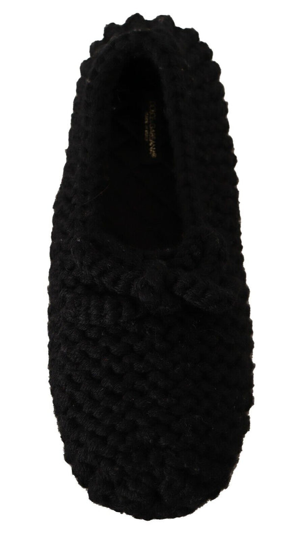 Schwarz Slip On Ballerina Flats Wolle stricken Schuhe