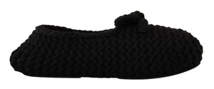Schwarz Slip On Ballerina Flats Wolle stricken Schuhe